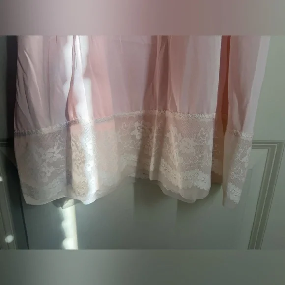 Slip pink 50s vintage Elegant Pink Lace trim Dress adjustable strap lightweight - Picture 10 of 14